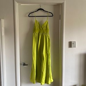 Zara, lime green, poplin maxi dress with pockets